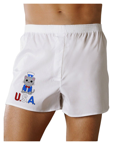 Patriotic Cat - USA Boxers Shorts by TooLoud-Boxer Shorts-TooLoud-White-Small-Davson Sales