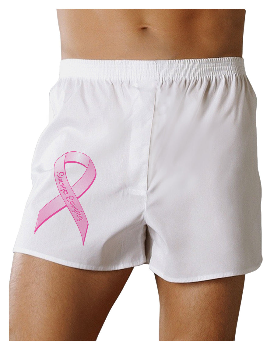 Pink Breast Cancer Awareness Ribbon - Stronger Everyday Boxer Shorts-Boxer Shorts-TooLoud-White-Small-Davson Sales