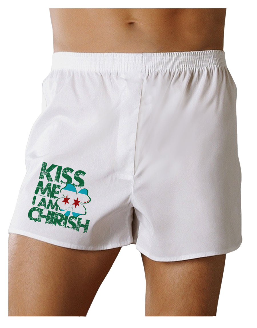 Kiss Me I'm Chirish Boxers Shorts by TooLoud-Clothing-TooLoud-White-Small-Davson Sales