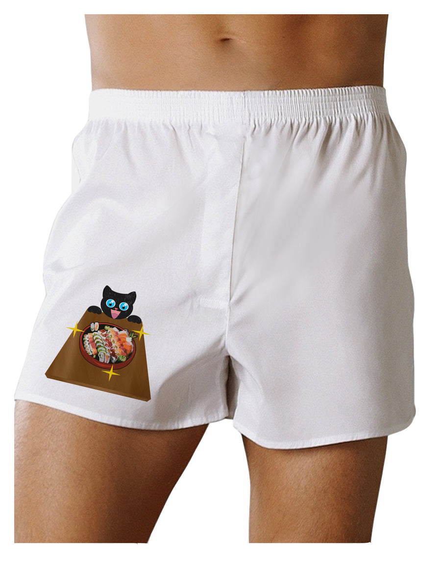 Anime Cat Loves Sushi Boxers Shorts by TooLoud-Boxer Shorts-TooLoud-White-Small-Davson Sales