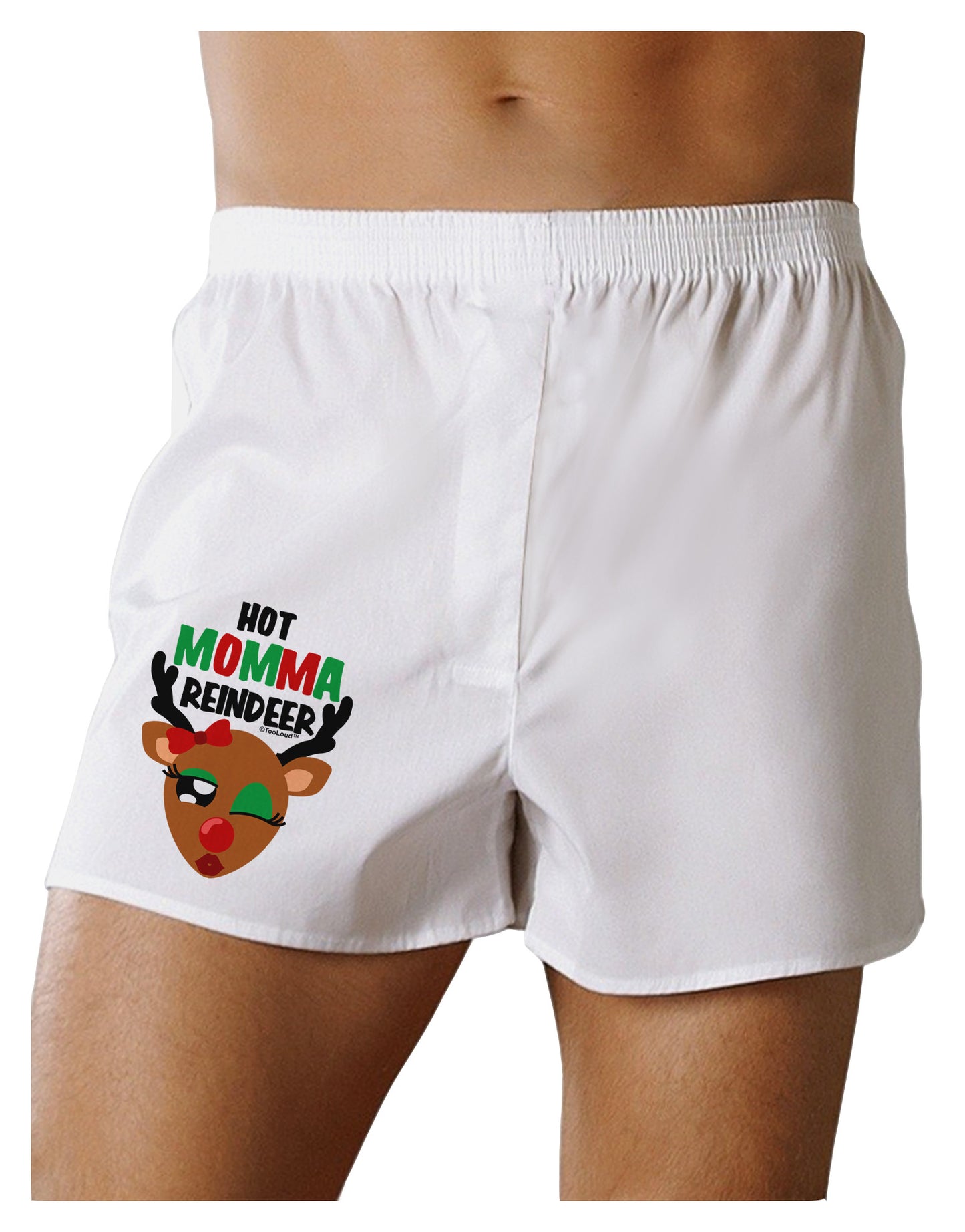 Hot Momma Reindeer Matching Deer Boxer Shorts-Boxer Shorts-TooLoud-White-Small-Davson Sales