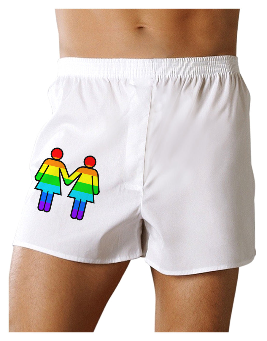 Rainbow Lesbian Women Holding Hands Boxer Shorts-Boxer Shorts-TooLoud-White-Small-Davson Sales