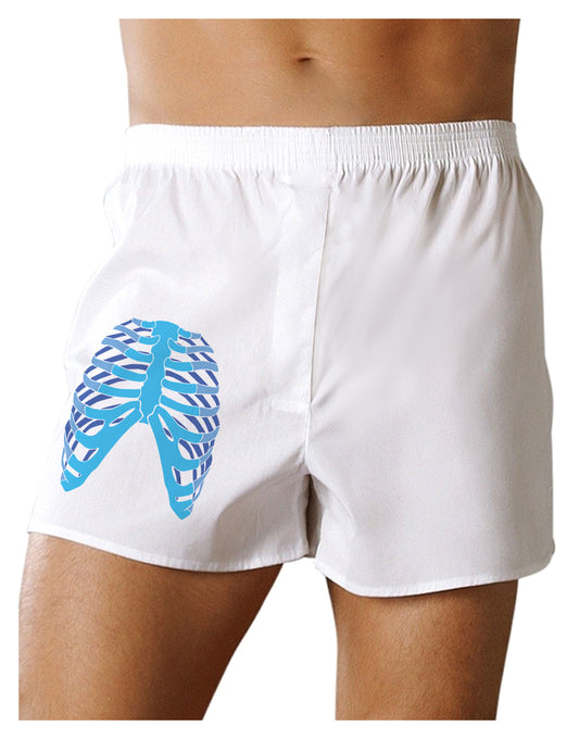 Human Blue Skeleton Bones Ribcage Boxer Shorts-Boxer Shorts-TooLoud-White-Small-Davson Sales