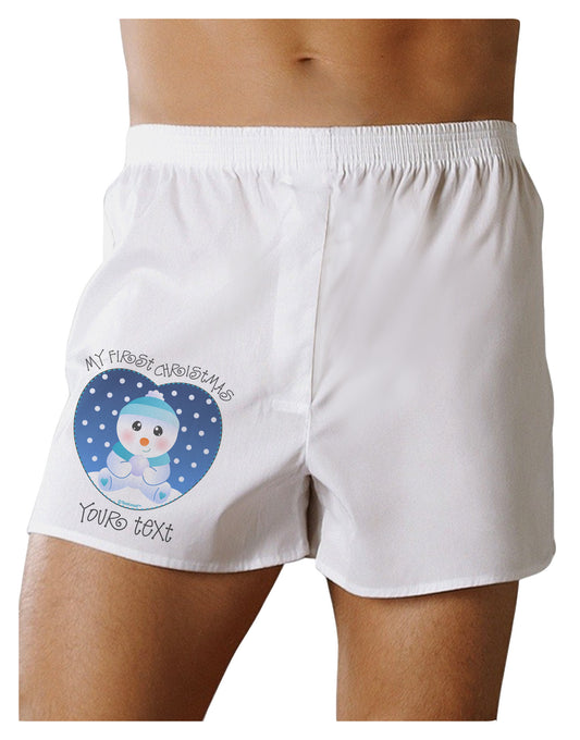Personalized My First Christmas Snowbaby Blue Boxer Shorts-Boxer Shorts-TooLoud-White-Small-Davson Sales