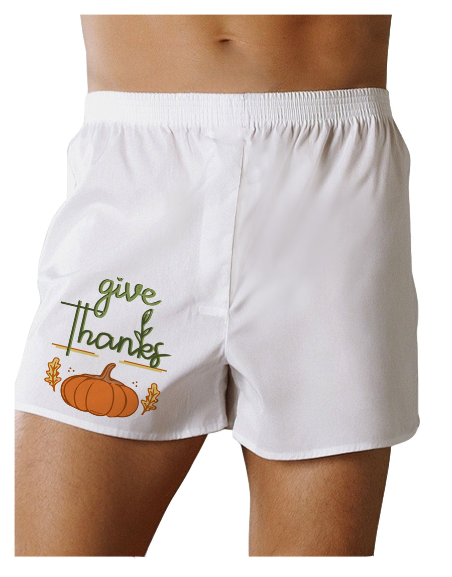 Give Thanks Boxers Shorts-Mens Boxers-TooLoud-White-Small-Davson Sales