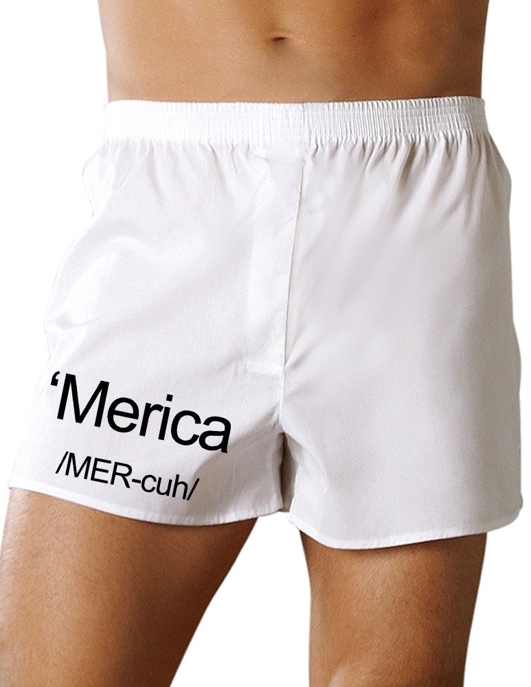 Merica Text Boxer Shorts-Boxer Shorts-TooLoud-White-Small-Davson Sales