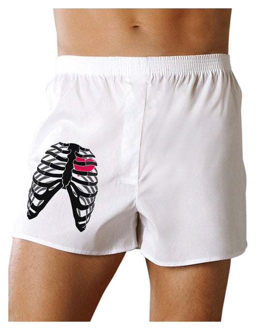 Black Skeleton Bones Ribcage with Heart Boxer Shorts-Boxer Shorts-TooLoud-White-Small-Davson Sales