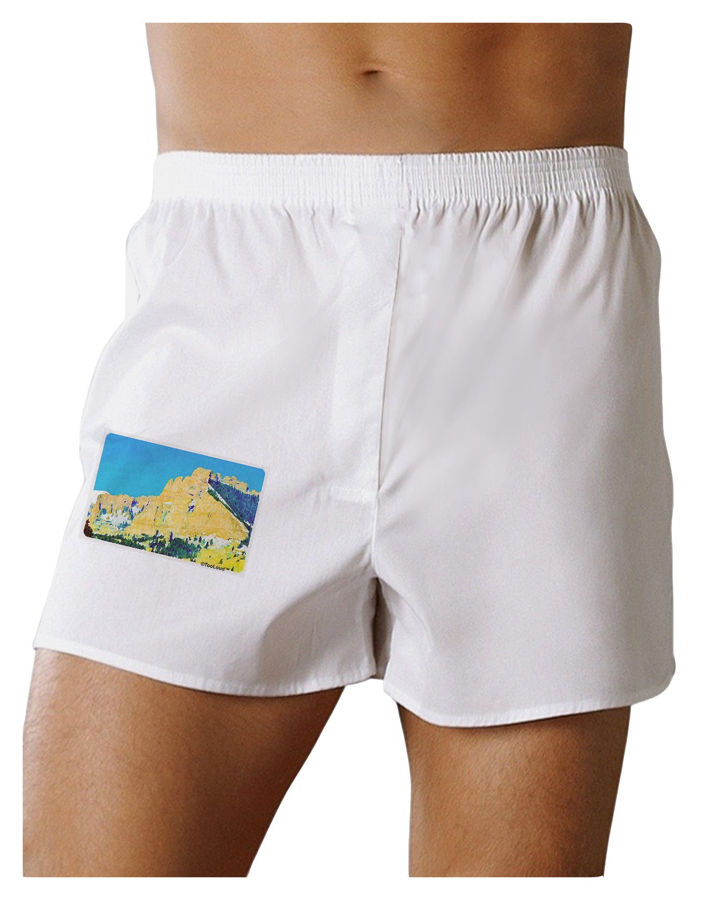 Colorado Snowy Mtns WaterColor Boxer Shorts-Boxer Shorts-TooLoud-White-Small-Davson Sales