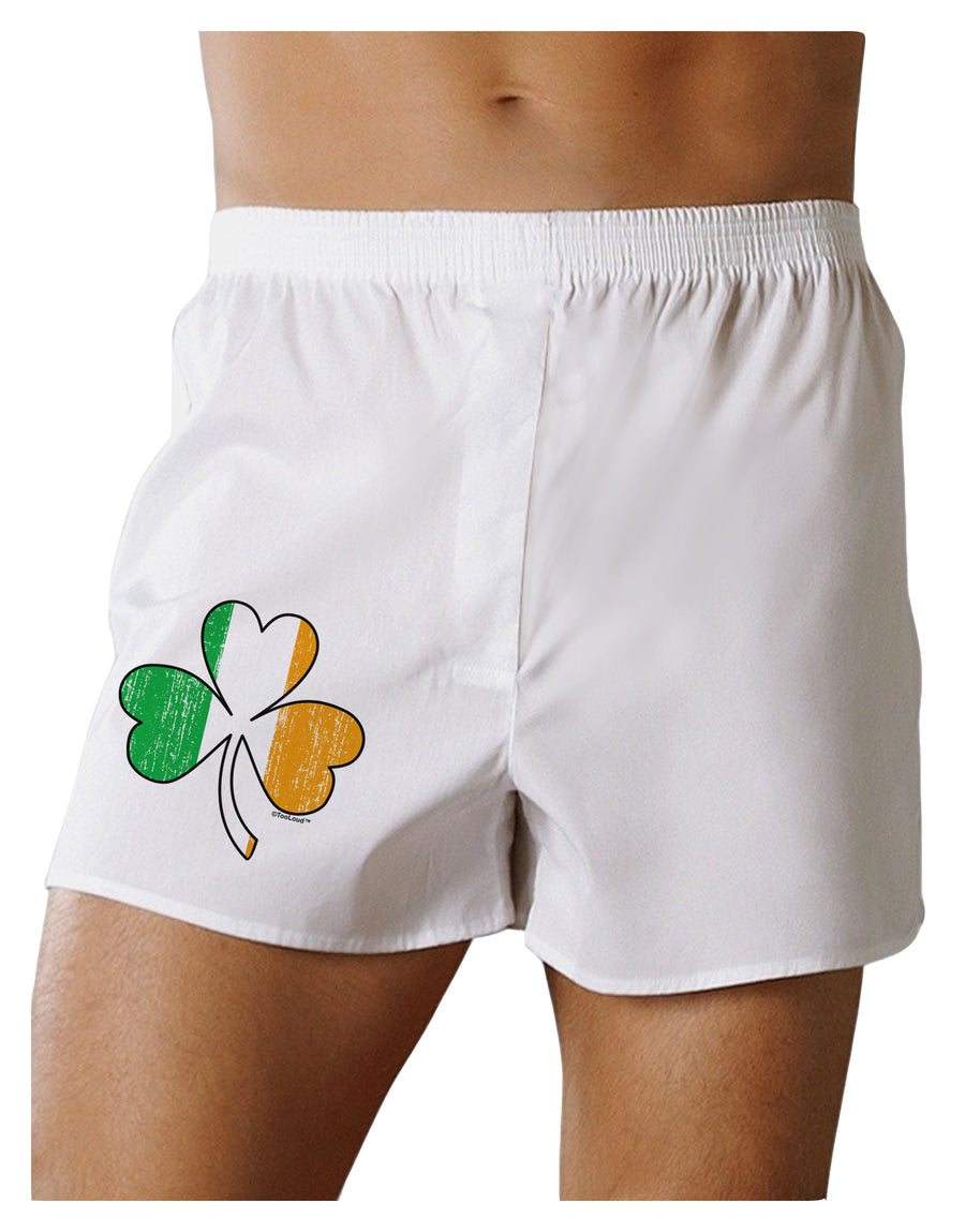 Irish Flag - Shamrock Distressed Boxer Shorts by TooLoud-Boxer Shorts-TooLoud-White-Small-Davson Sales