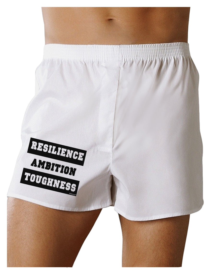 RESILIENCE AMBITION TOUGHNESS Boxers Shorts White 2XL Tooloud