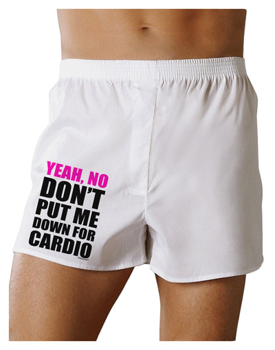 Yeah No Don't Put Me Down For Cardio Boxer Shorts-Boxer Shorts-TooLoud-White-Small-Davson Sales