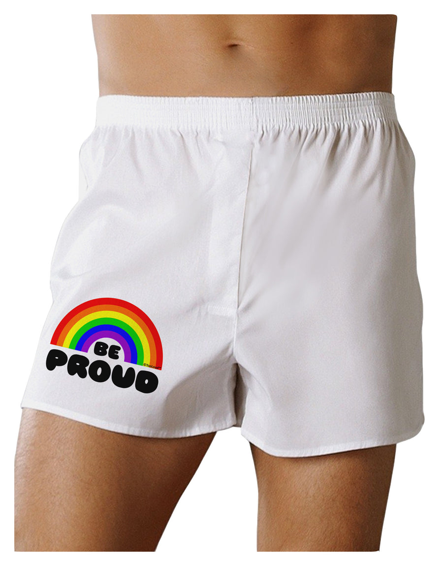 TooLoud Rainbow - Be Proud Gay Pride Boxer Shorts-Boxer Shorts-TooLoud-White-Small-Davson Sales
