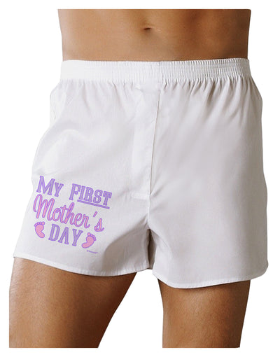 My First Mother's Day - Baby Feet - Pink Boxer Shorts by TooLoud-Boxer Shorts-TooLoud-White-Small-Davson Sales