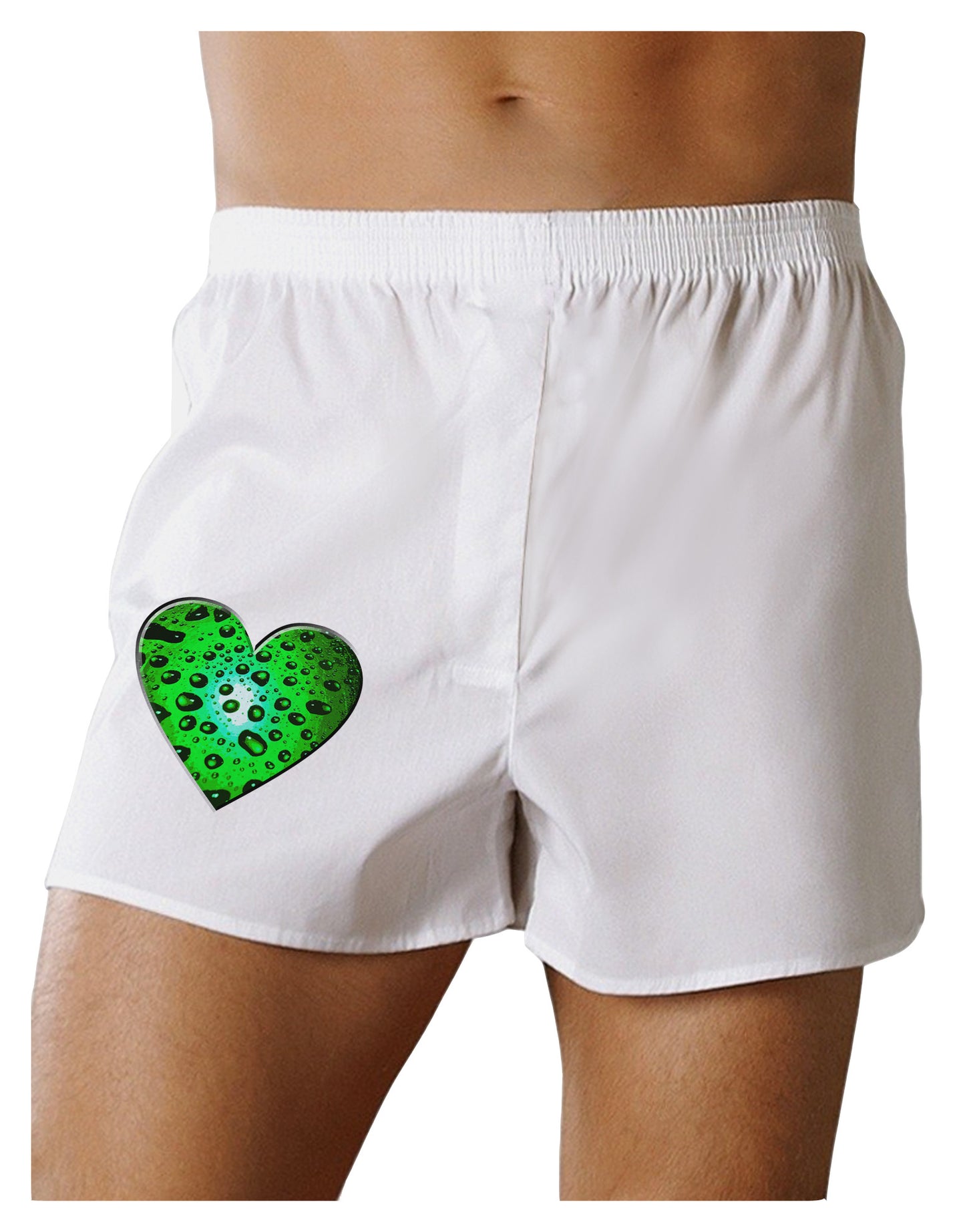 Water Droplet Heart Green Boxer Shorts by TooLoud-Boxer Shorts-TooLoud-White-Small-Davson Sales