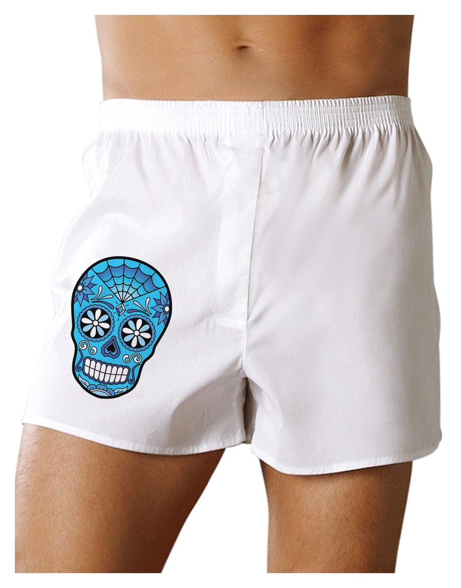 Version 3 Blue Day of the Dead Calavera Boxer Shorts-Boxer Shorts-TooLoud-White-Small-Davson Sales