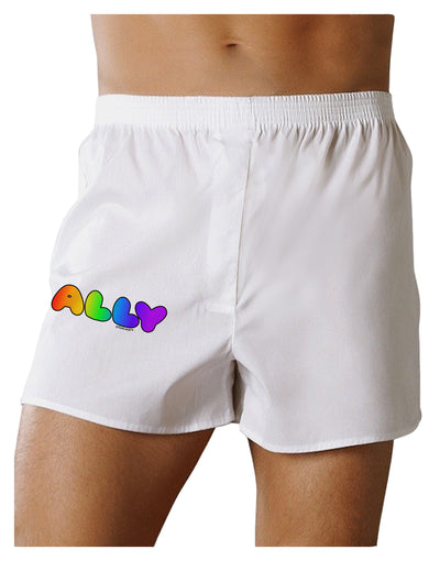 LGBT Ally Rainbow Text Boxers Shorts by TooLoud-Boxer Shorts-TooLoud-White-Small-Davson Sales