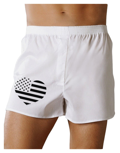 American Flag Heart Design - Stamp Style Boxer Shorts by TooLoud-Boxer Shorts-TooLoud-White-Small-Davson Sales