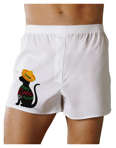 Happy Cinco de Meow - Cinco de Mayo Cat Boxer Shorts by TooLoud-Boxer Shorts-TooLoud-White-Small-Davson Sales