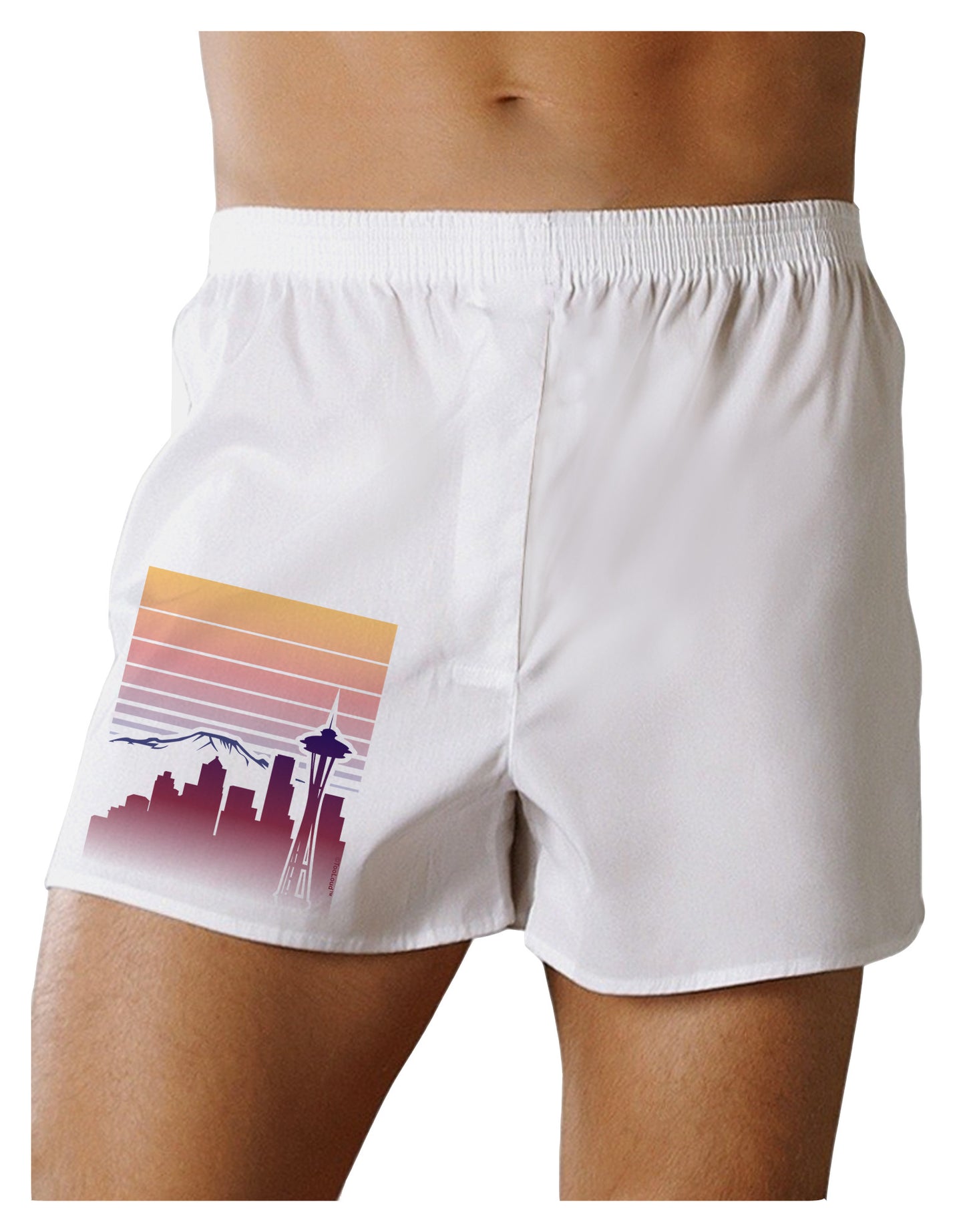 Seattle Skyline Sunrise Boxer Shorts-Boxer Shorts-TooLoud-White-Small-Davson Sales