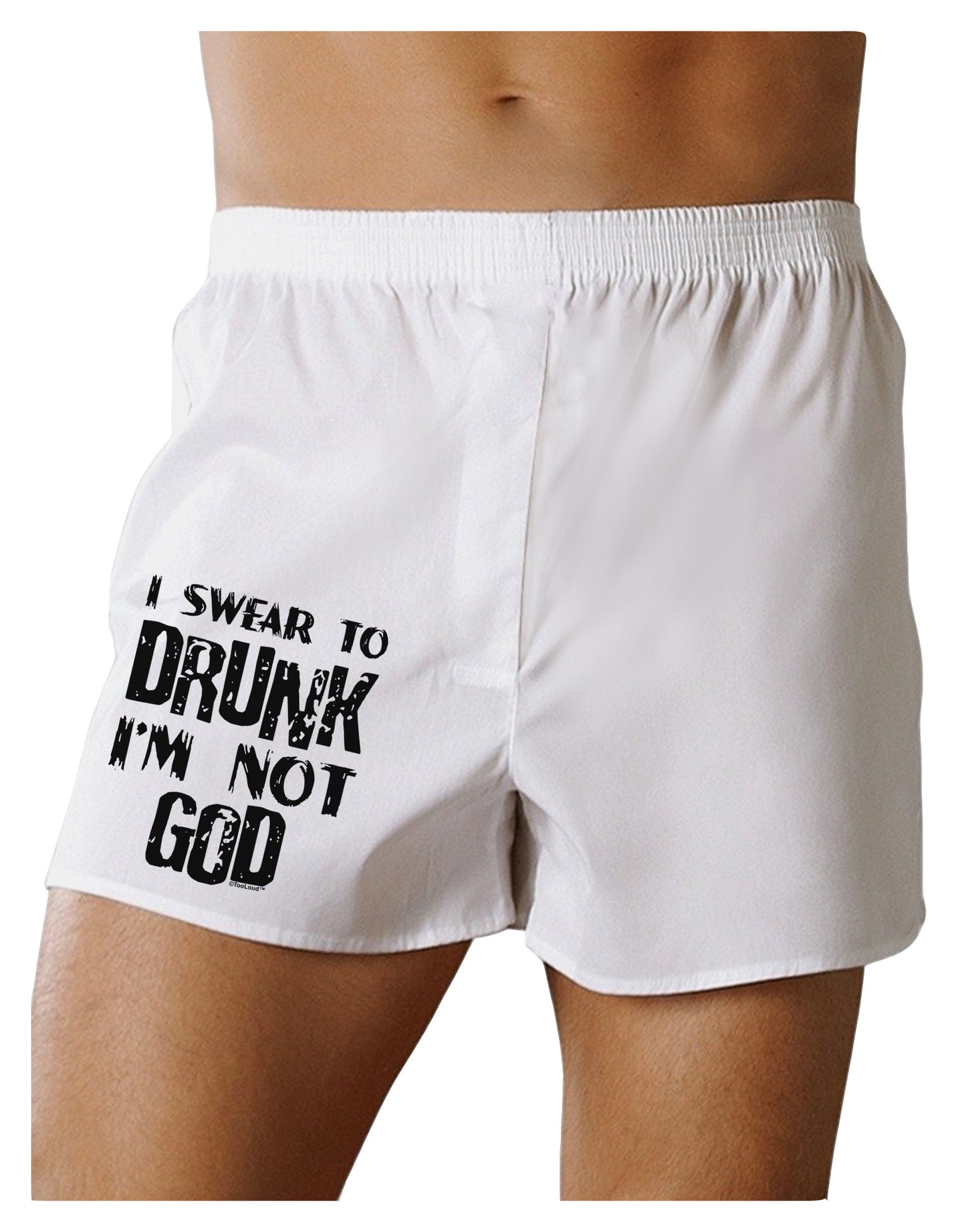 I swear to DRUNK I'm not GOD Boxer Shorts-Boxer Shorts-TooLoud-White-Small-Davson Sales