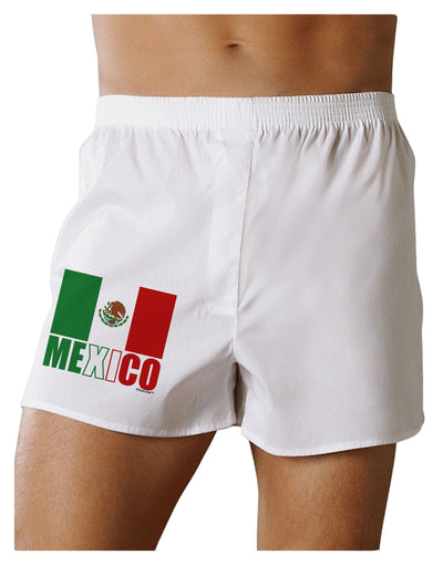 Mexican Flag - Mexico Text Boxers Shorts by TooLoud-Boxer Shorts-TooLoud-White-Small-Davson Sales