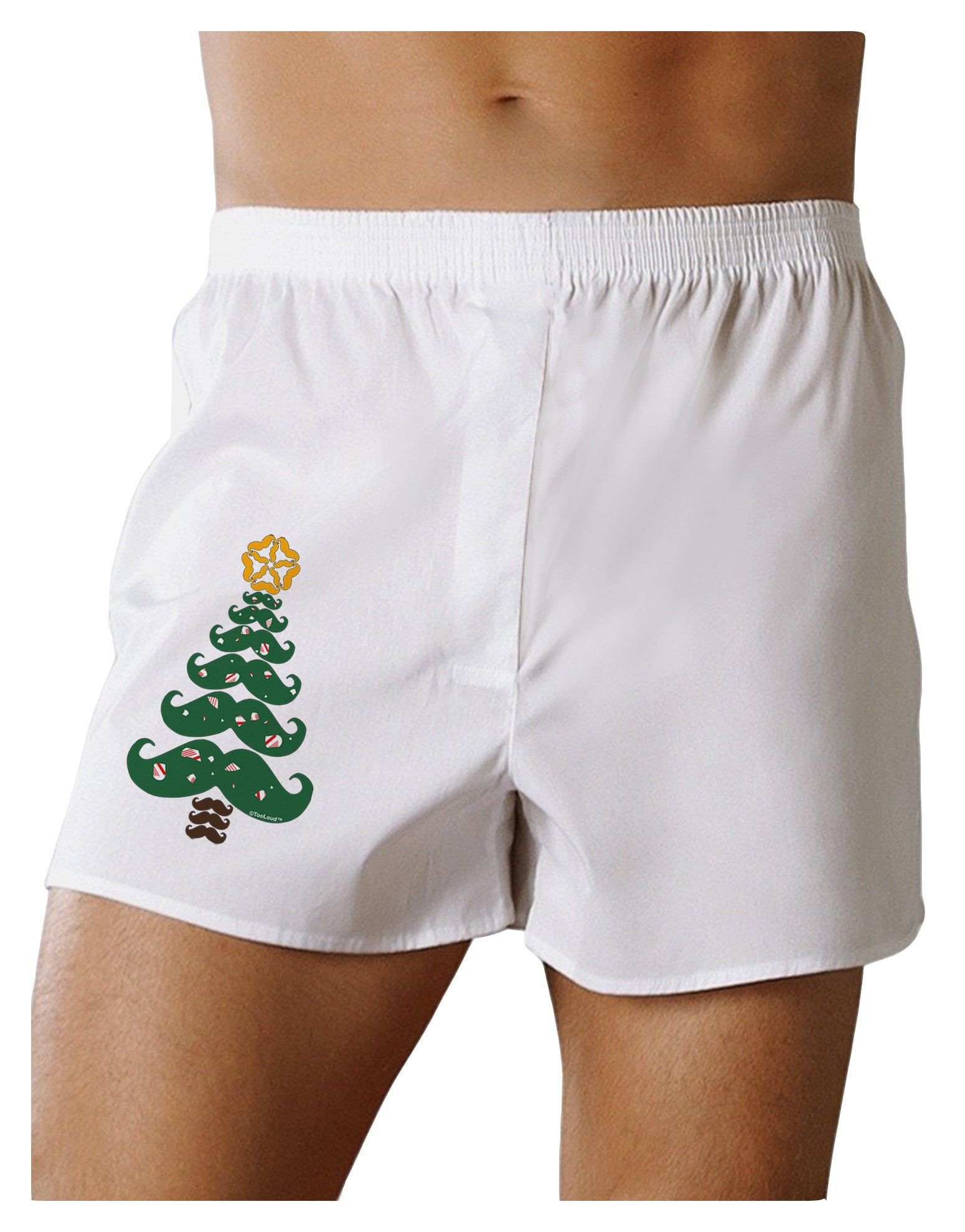 Mustache Christmas Tree Boxer Shorts-Boxer Shorts-TooLoud-White-Small-Davson Sales