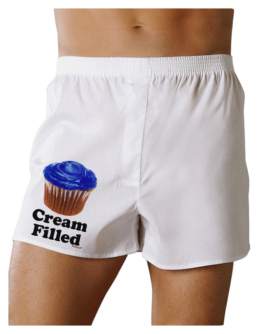 Cream Filled Blue Cupcake Design Boxer Shorts by TooLoud-Boxer Shorts-TooLoud-White-Small-Davson Sales