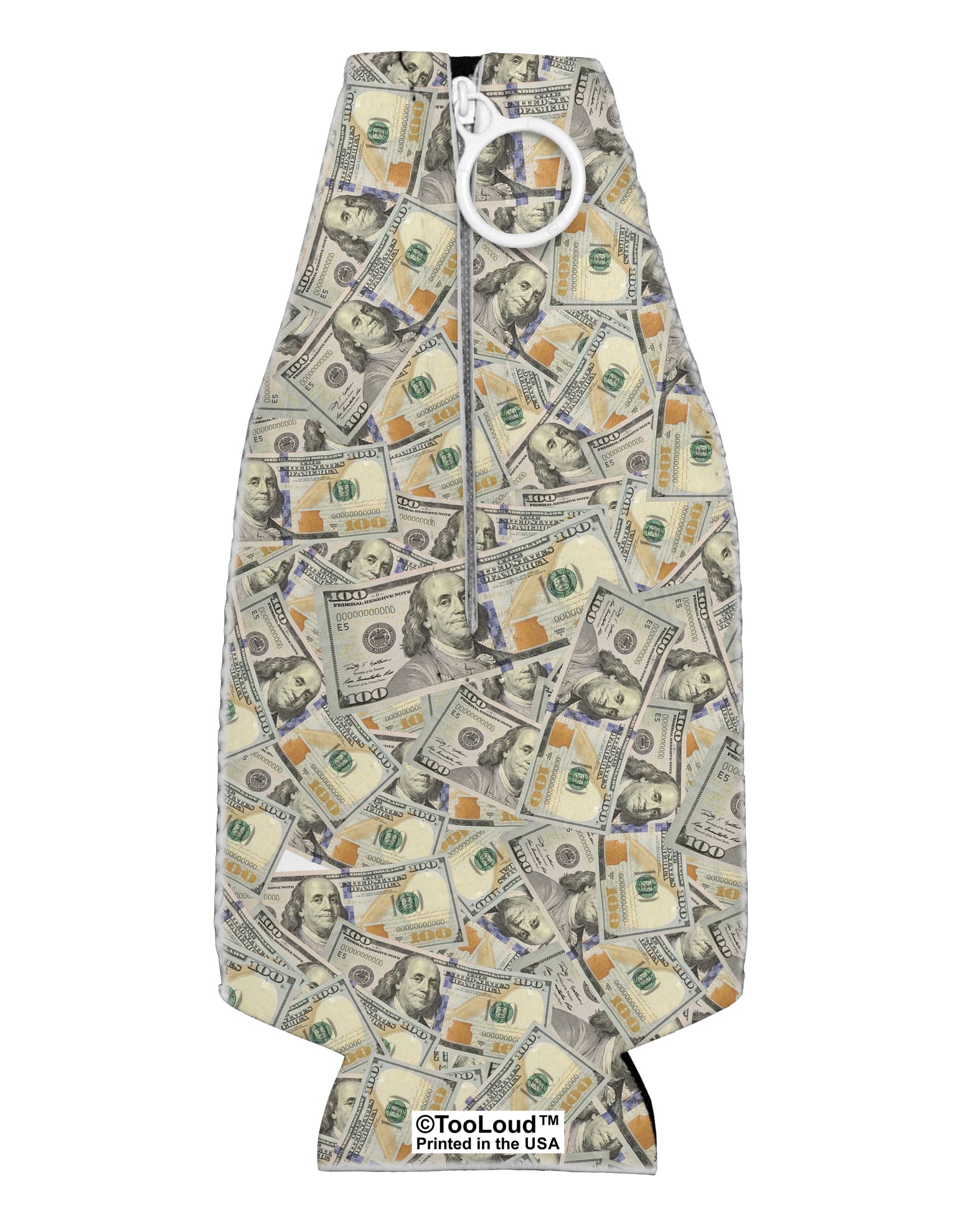 Benjamins Collapsible Neoprene Bottle Insulator All Over Print by TooLoud-Bottle Insulator-TooLoud-Money-Davson Sales
