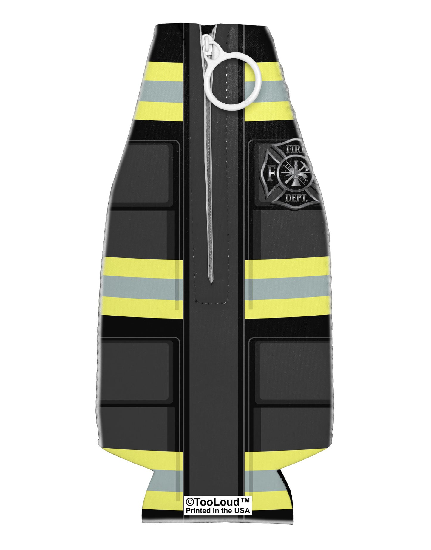 Firefighter Black AOP Collapsible Neoprene Bottle Insulator All Over Print-Bottle Insulator-TooLoud-White-Davson Sales