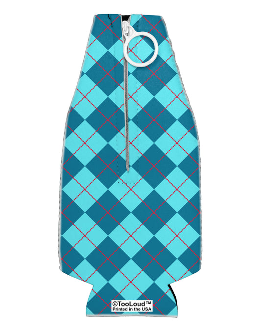 Blue Argyle AOP Collapsible Neoprene Bottle Insulator All Over Print by TooLoud-TooLoud-White-Davson Sales
