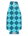 Blue Argyle AOP Collapsible Neoprene Bottle Insulator All Over Print by TooLoud