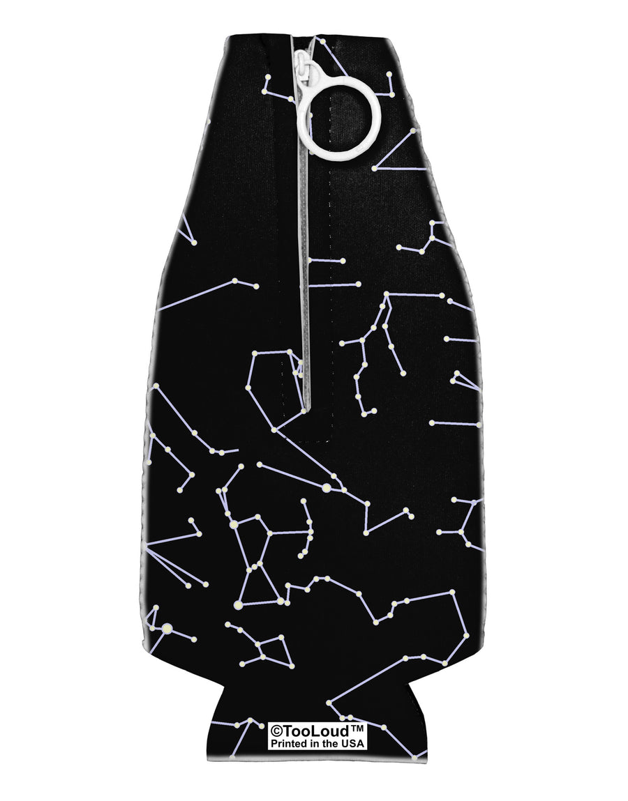 Constellations Black All Over Collapsible Neoprene Bottle Insulator All Over Print-Bottle Insulator-TooLoud-White-Davson Sales