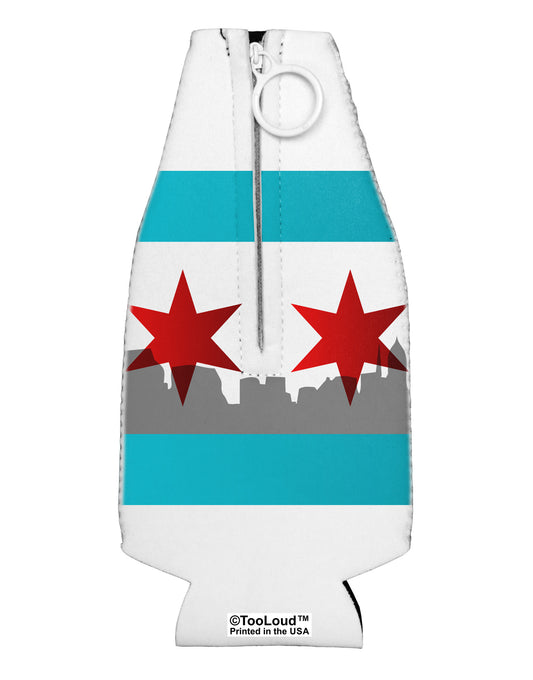 Chicago Flag Skyline AOP Collapsible Neoprene Bottle Insulator All Over Print-Bottle Insulator-TooLoud-White-Davson Sales