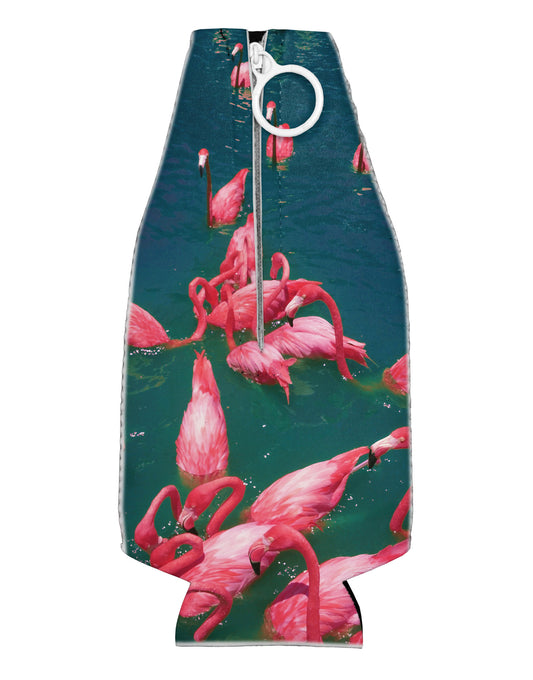 Bright Pink Painted Flamingos Collapsible Neoprene Bottle Insulator All Over Print-Bottle Insulator-TooLoud-White-Davson Sales