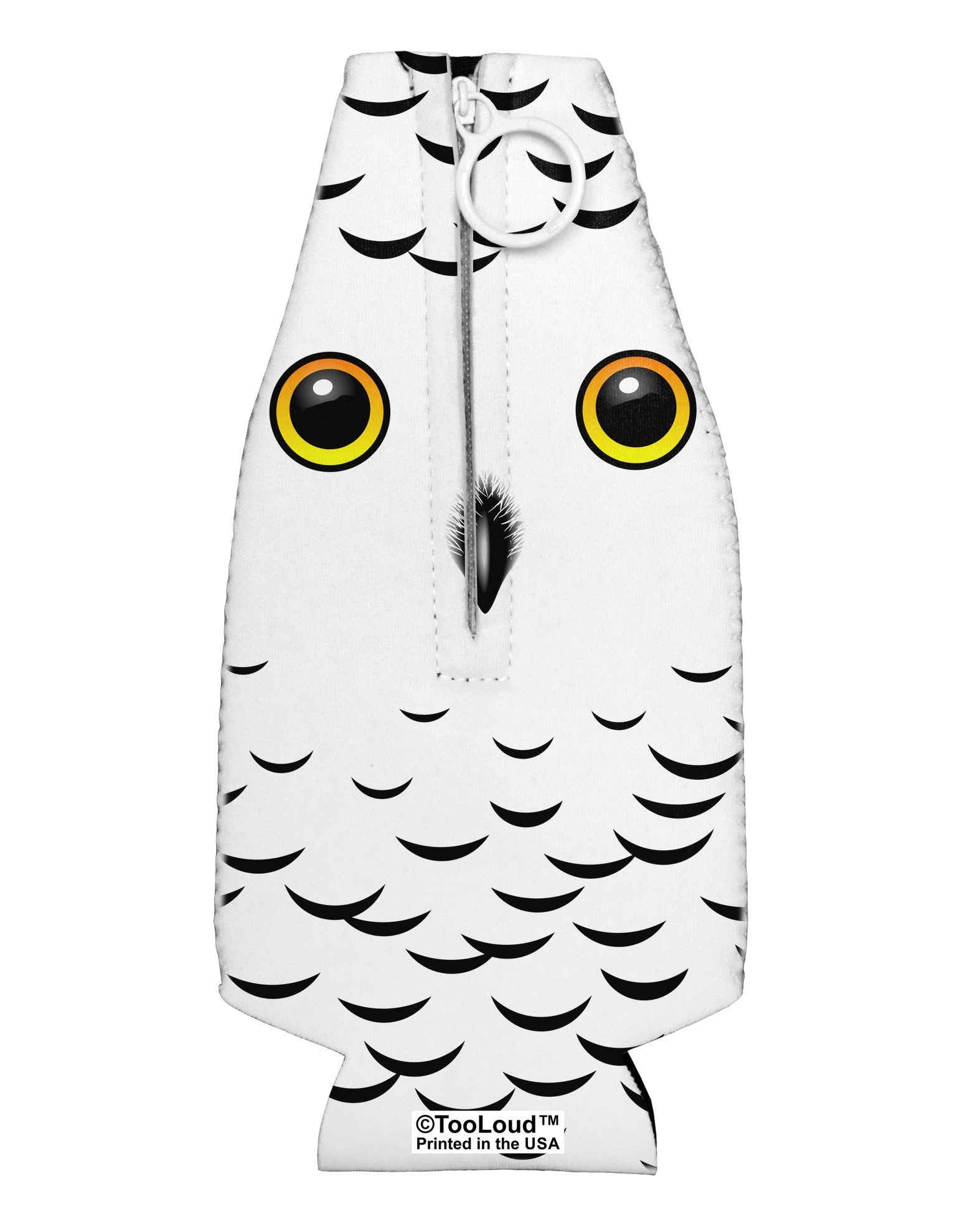 Snowy Owl Cute Animal Face Collapsible Neoprene Bottle Insulator All Over Print-Bottle Insulator-TooLoud-White-Davson Sales