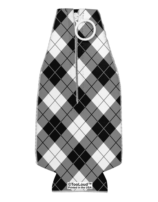 Black and White Argyle AOP Collapsible Neoprene Bottle Insulator All Over Print by TooLoud-TooLoud-White-Davson Sales