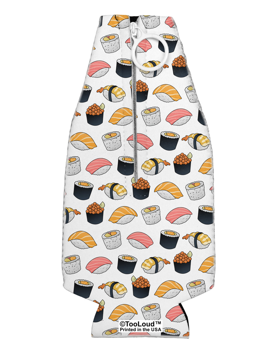 Cute Sushi AOP Collapsible Neoprene Bottle Insulator All Over Print-Bottle Insulator-TooLoud-White-Davson Sales