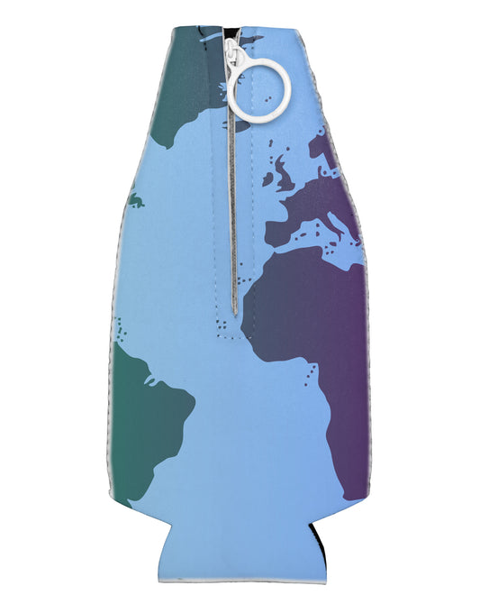 Cool World Map Design Collapsible Neoprene Bottle Insulator All Over Print-Bottle Insulator-TooLoud-White-Davson Sales