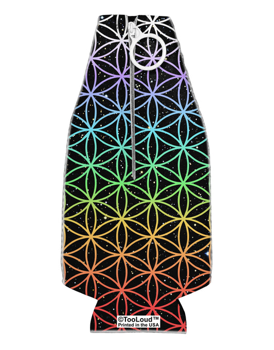 Chakra Colors Flower of Life Collapsible Neoprene Bottle Insulator All Over Print-Bottle Insulator-TooLoud-White-Davson Sales