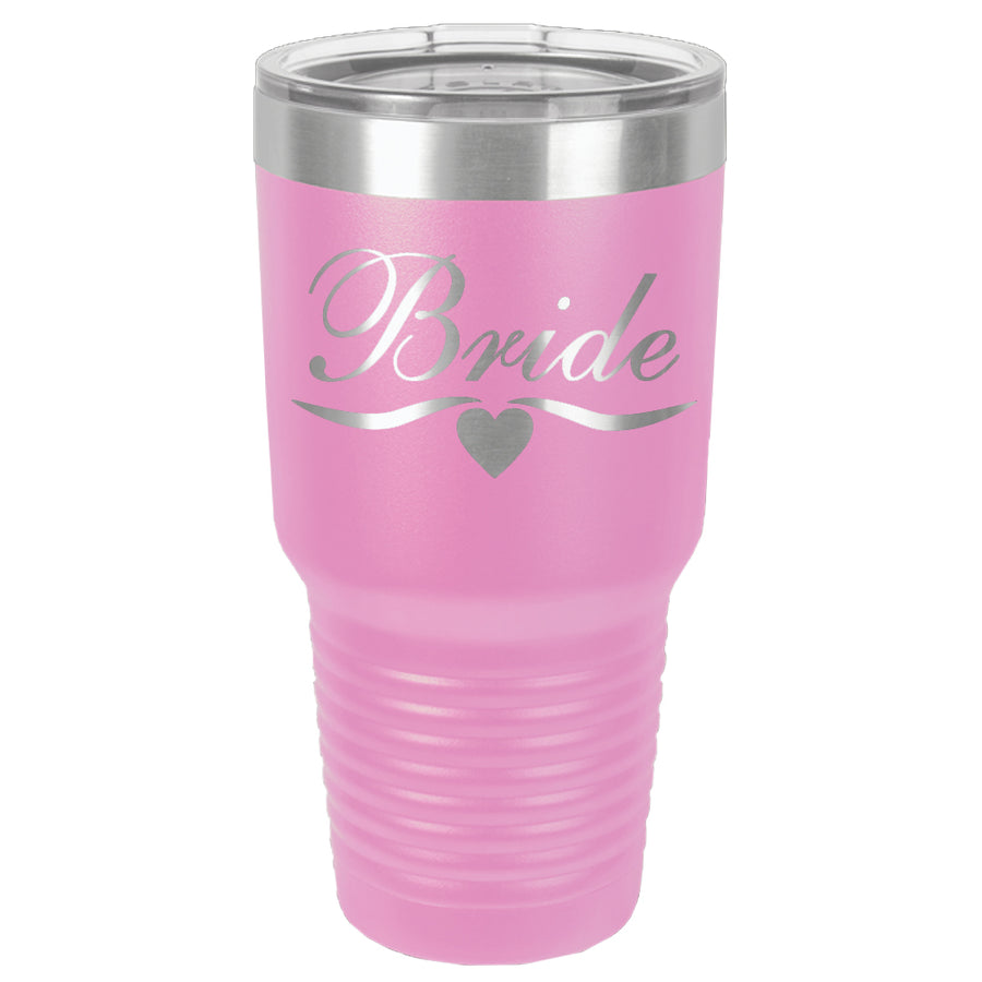 Bride Pink Engraved Ringneck Vacuum Insulated 30 oz tumbler with Clear Lid-Thermal Tumbler-Davson Sales-Davson Sales