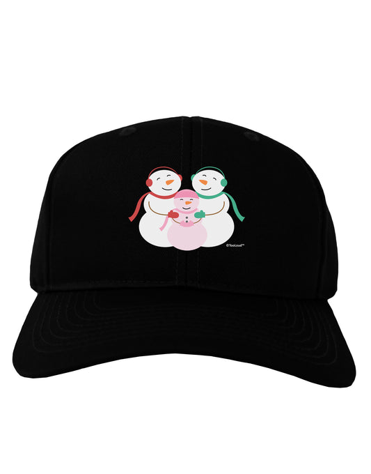 Cute Snowman Family with Girl Adult Dark Baseball Cap Hat by TooLoud-Baseball Cap-TooLoud-Black-One Size-Davson Sales