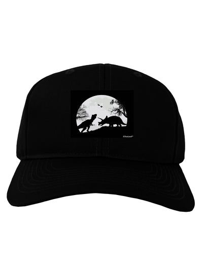 T-Rex and Triceratops Silhouettes Design Adult Dark Baseball Cap Hat by TooLoud-Baseball Cap-TooLoud-Black-One Size-Davson Sales