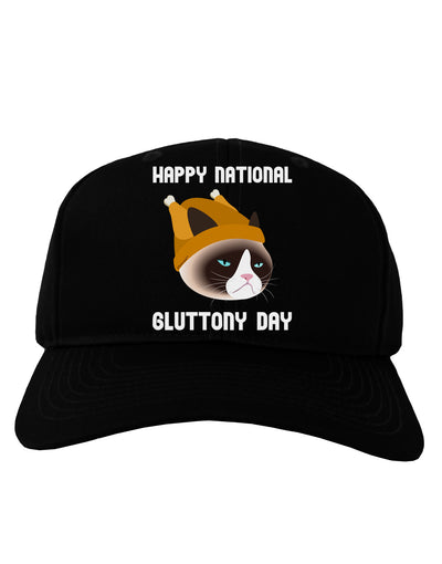 Gluttony Day Disgruntled Cat Adult Dark Baseball Cap Hat by-Baseball Cap-TooLoud-Black-One Size-Davson Sales