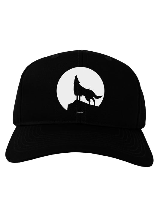 Wolf Howling at the Moon - Design #1 Adult Dark Baseball Cap Hat by TooLoud-Baseball Cap-TooLoud-Black-One Size-Davson Sales