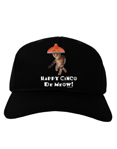 Cat with Pink Sombrero - Happy Cinco de Meow Adult Dark Baseball Cap Hat by TooLoud-Baseball Cap-TooLoud-Black-One Size-Davson Sales