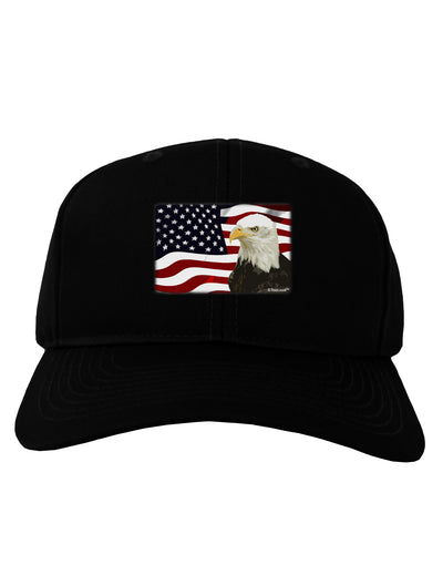 Patriotic USA Flag with Bald Eagle Adult Dark Baseball Cap Hat by TooLoud-Baseball Cap-TooLoud-Black-One Size-Davson Sales
