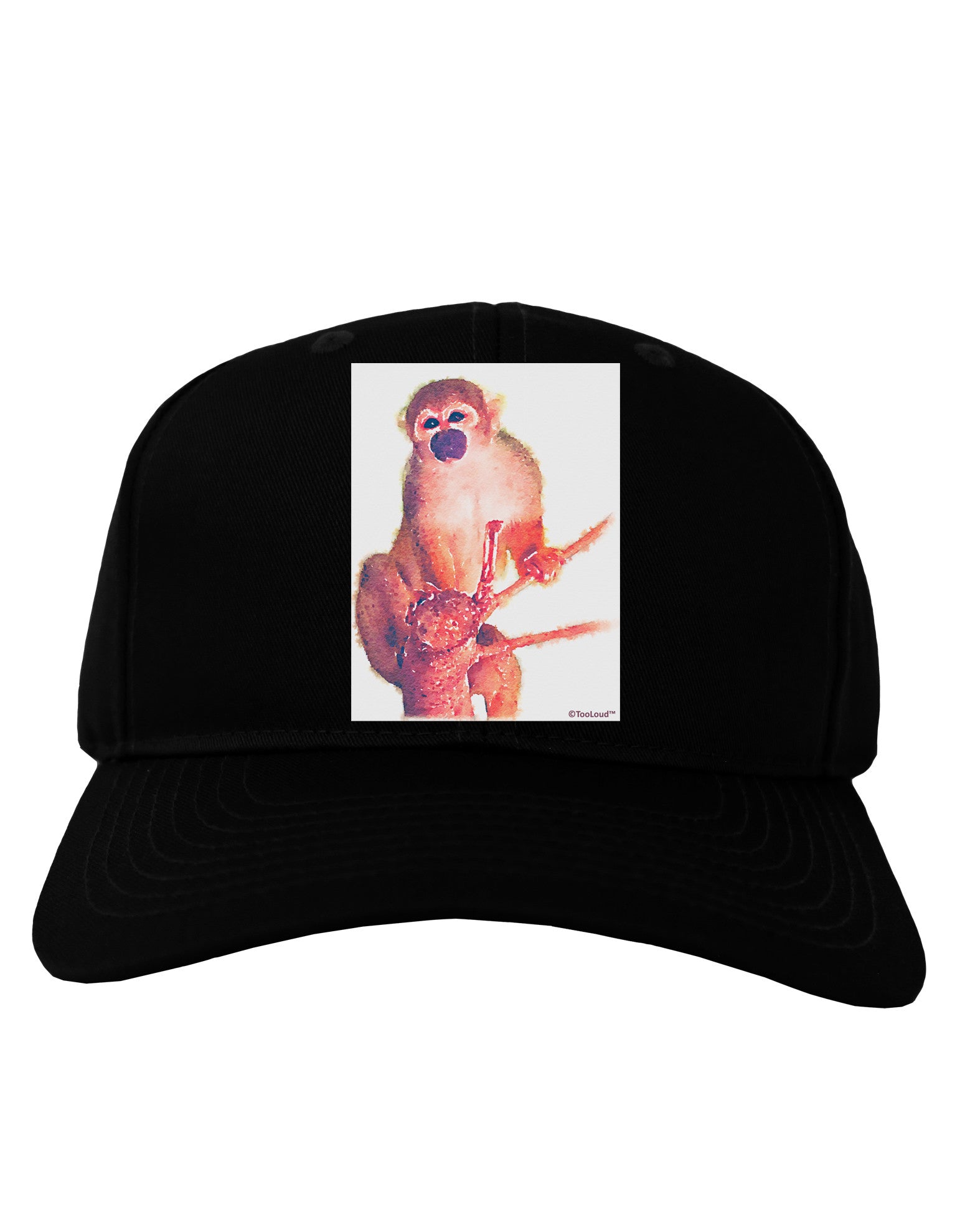 Monkey in Tree Watercolor Adult Dark Baseball Cap Hat-Baseball Cap-TooLoud-Black-One Size-Davson Sales