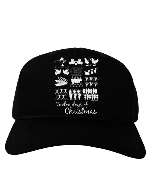 Twelve Days of Christmas Text Adult Dark Baseball Cap Hat-Baseball Cap-TooLoud-Black-One Size-Davson Sales