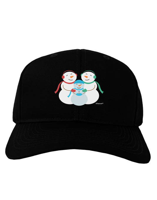 Cute Snowman Family with Boy Adult Dark Baseball Cap Hat by TooLoud-Baseball Cap-TooLoud-Black-One Size-Davson Sales