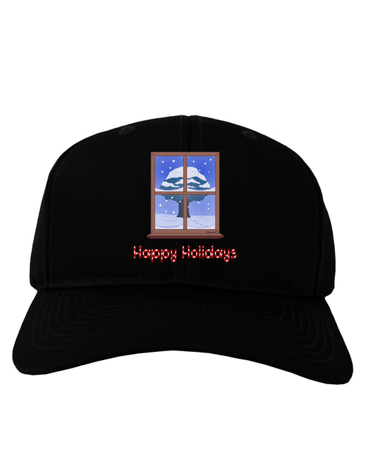 Frosty Window - Happy Holidays Adult Dark Baseball Cap Hat-Baseball Cap-TooLoud-Black-One Size-Davson Sales